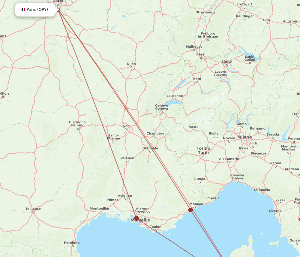 ORY to FSC flights and routes map
