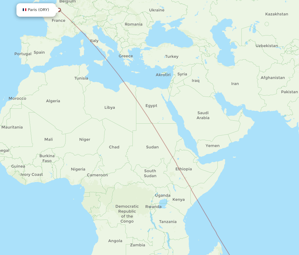 ORY-FTU flight routes