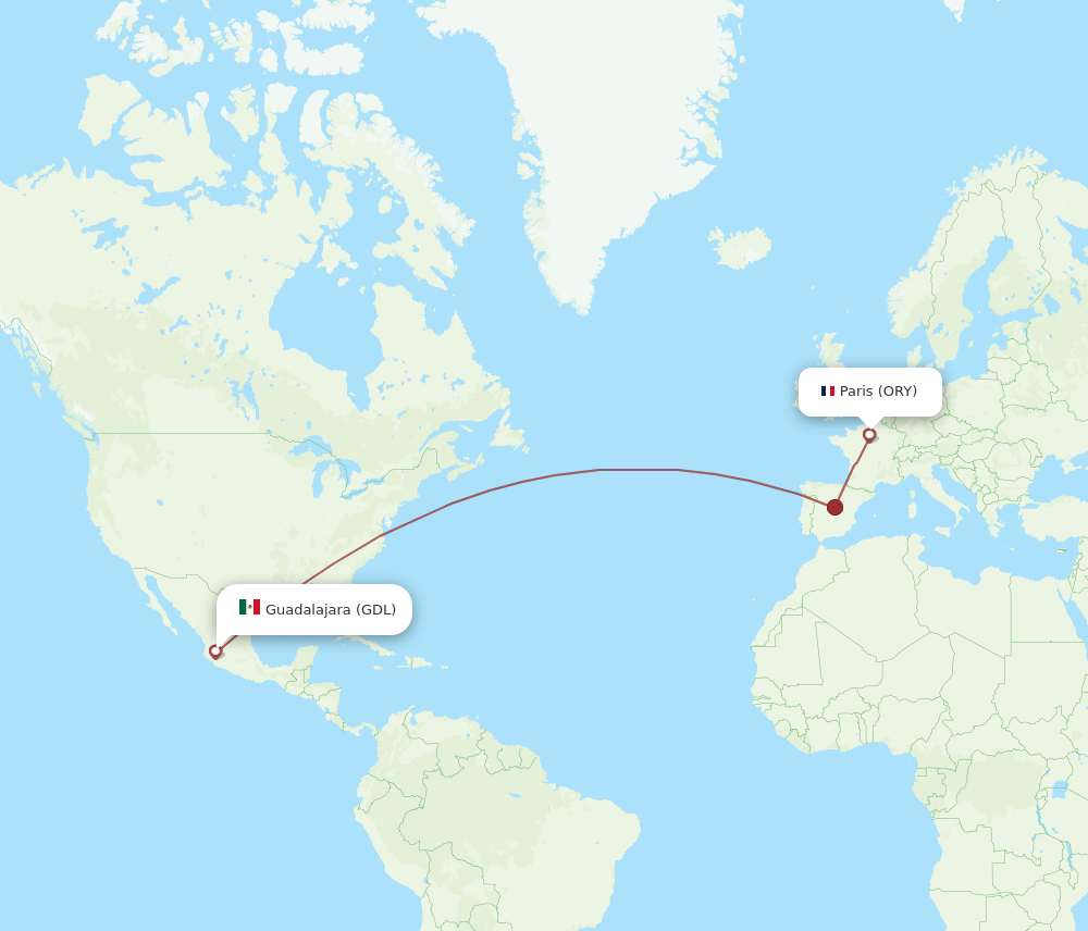 ORY-GDL flight routes