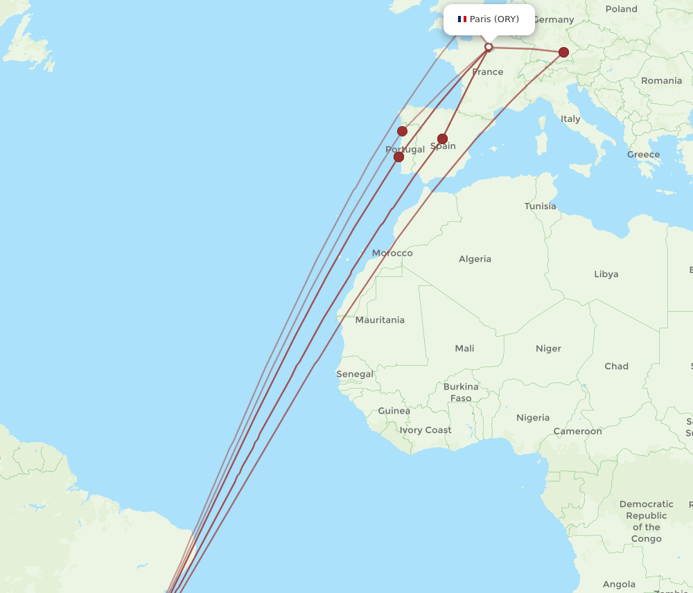 ORY-GIG flight routes