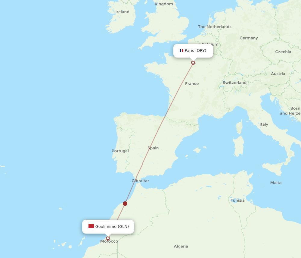 ORY-GLN flight routes