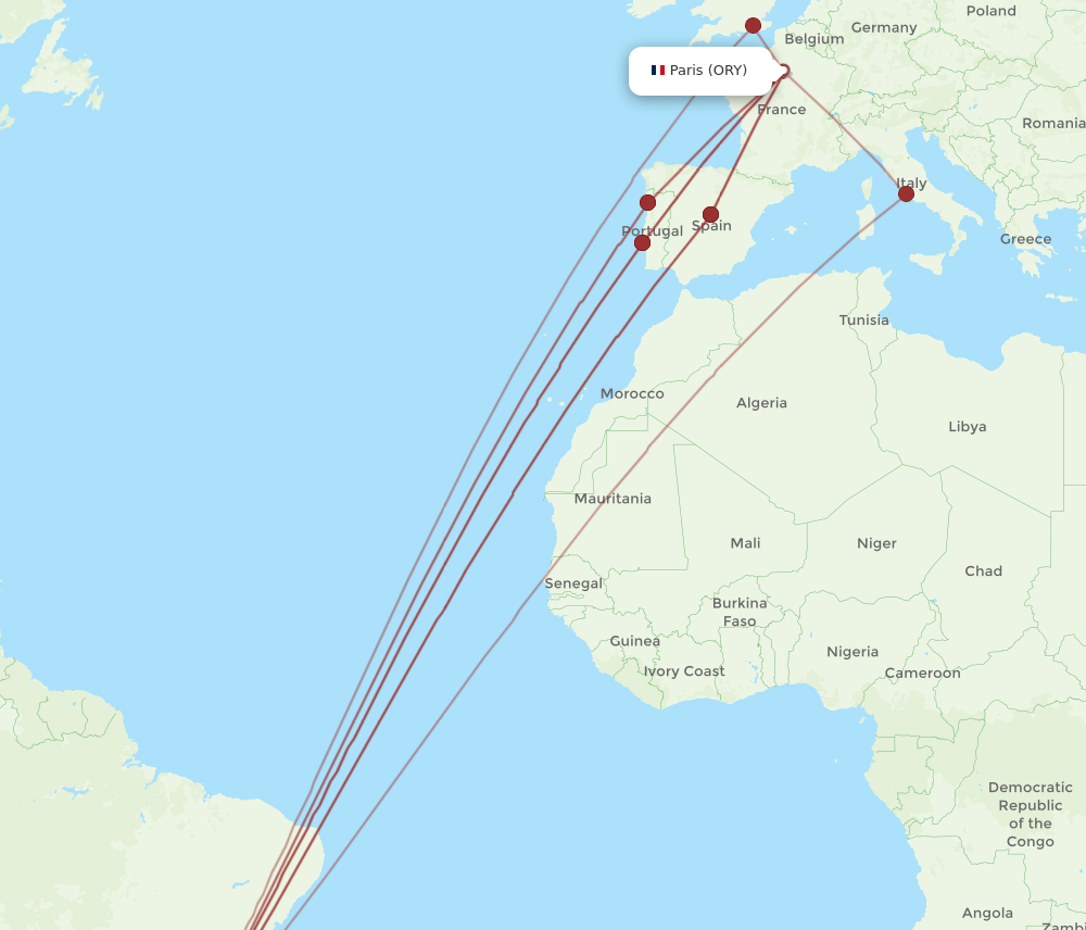 ORY-GRU flight routes