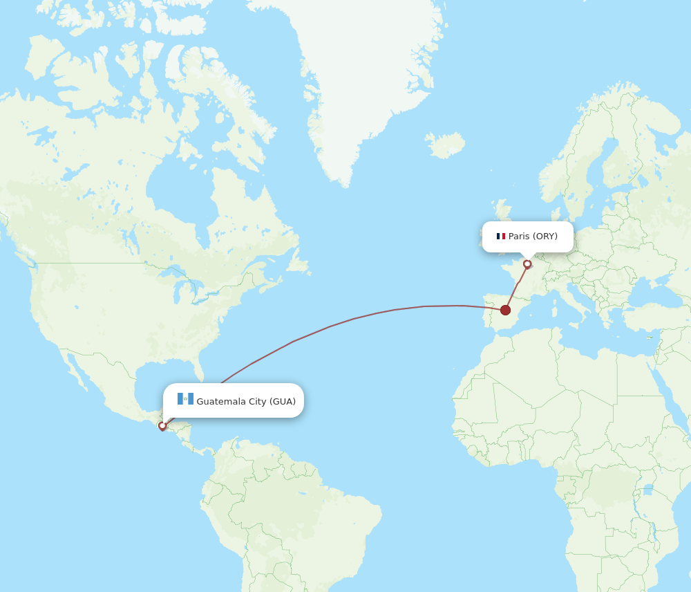 ORY-GUA flight routes