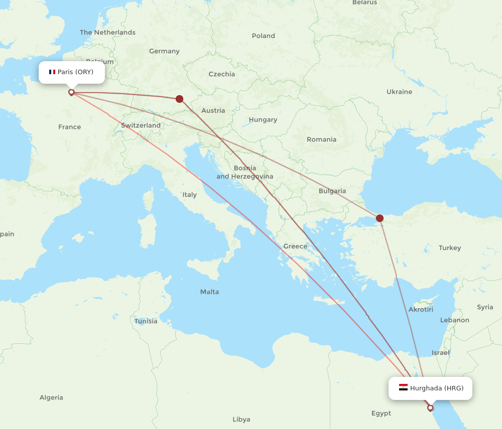 ORY-HRG flight routes