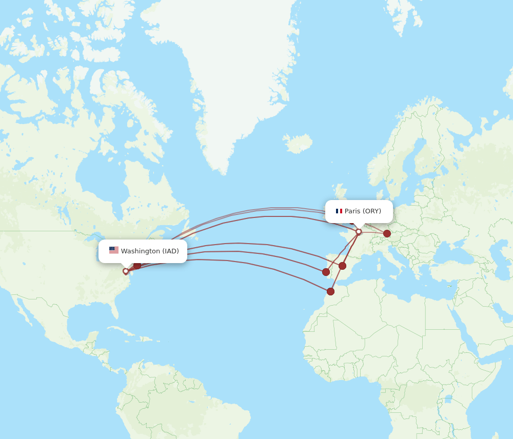 ORY-IAD flight routes