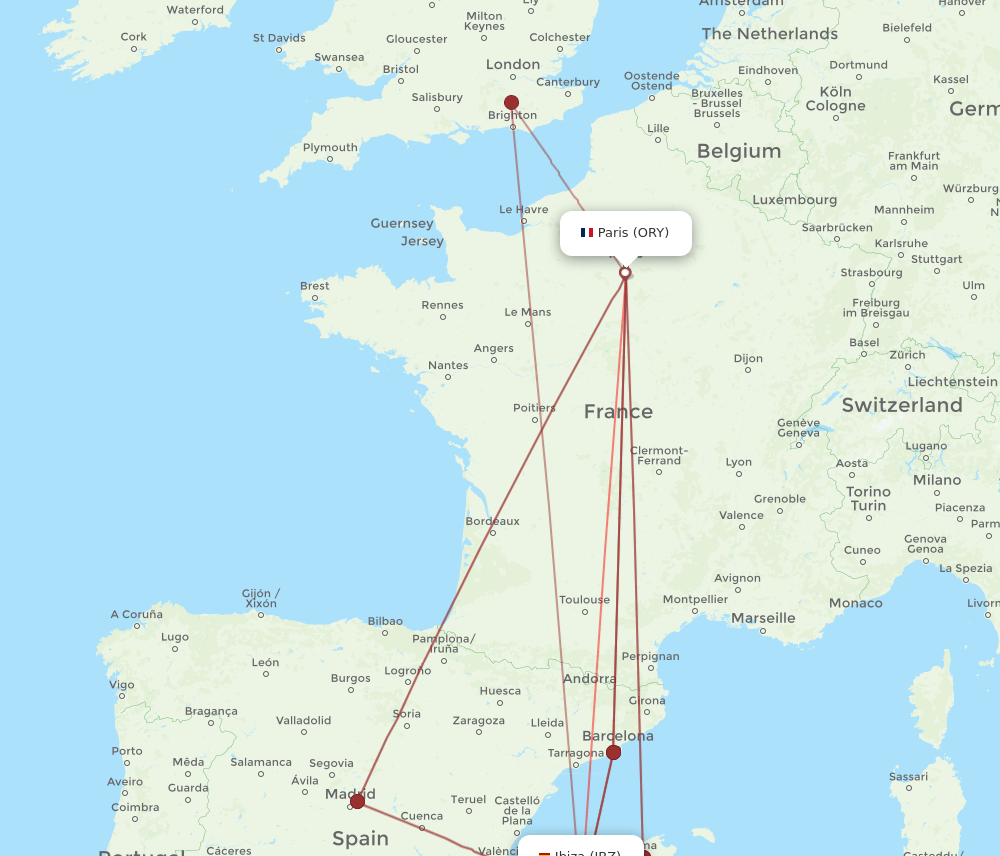 ORY-IBZ flight routes