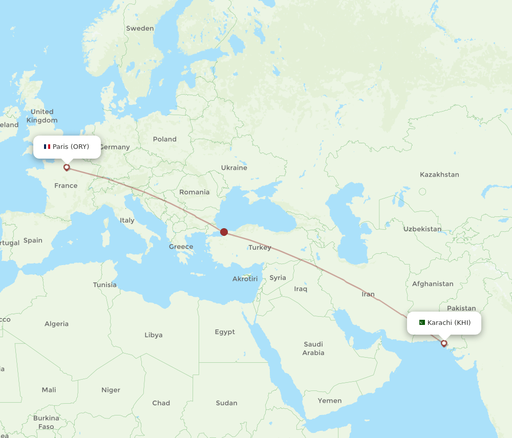 ORY-KHI flight routes