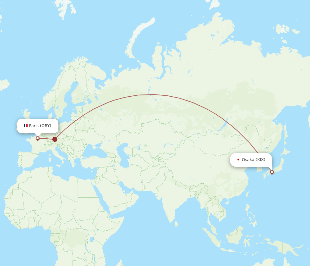 ORY to KIX flights and routes map