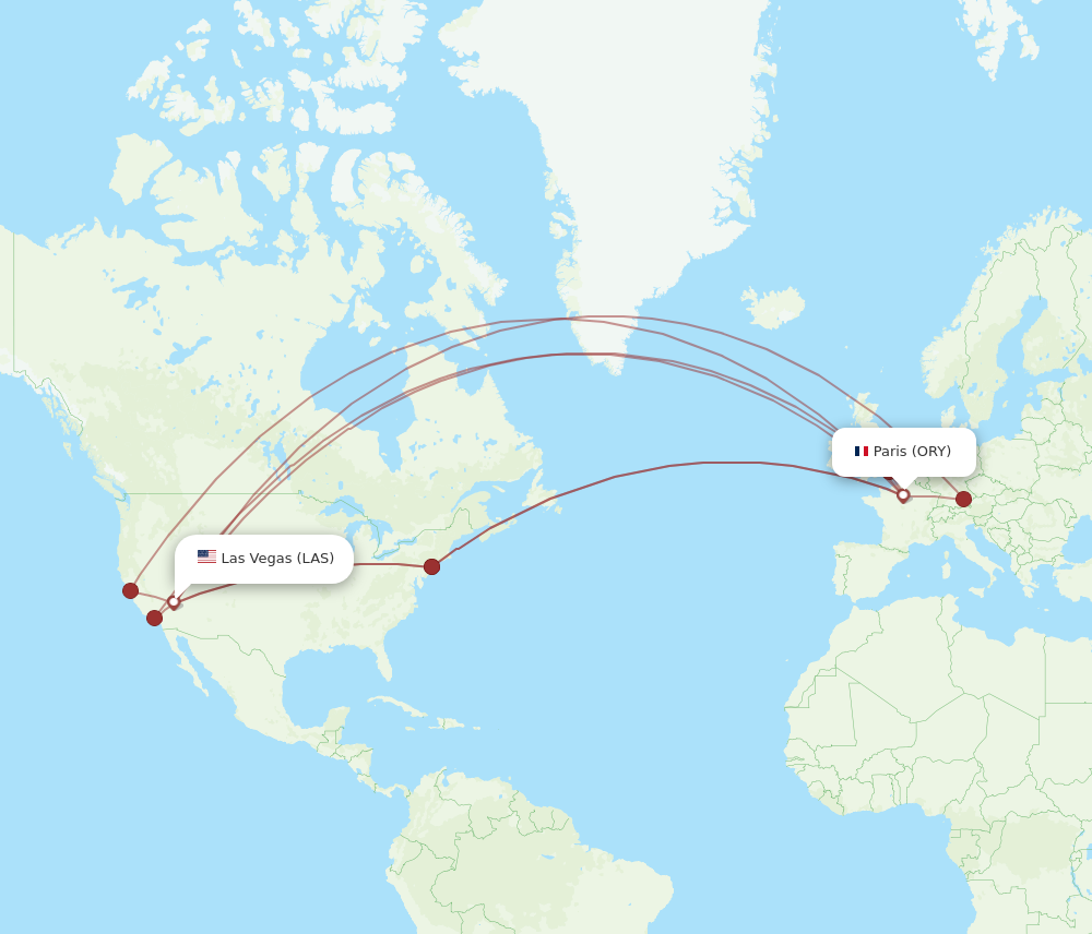 ORY to LAS flights and routes map