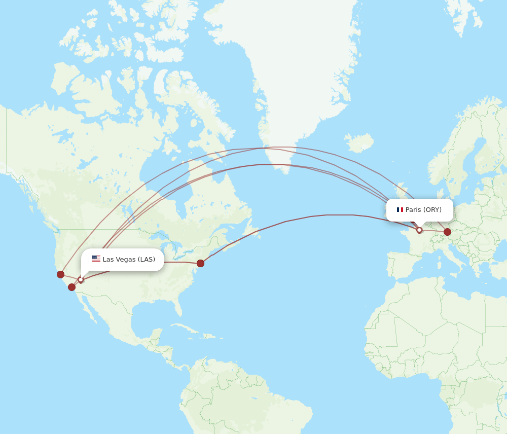 ORY-LAS flight routes