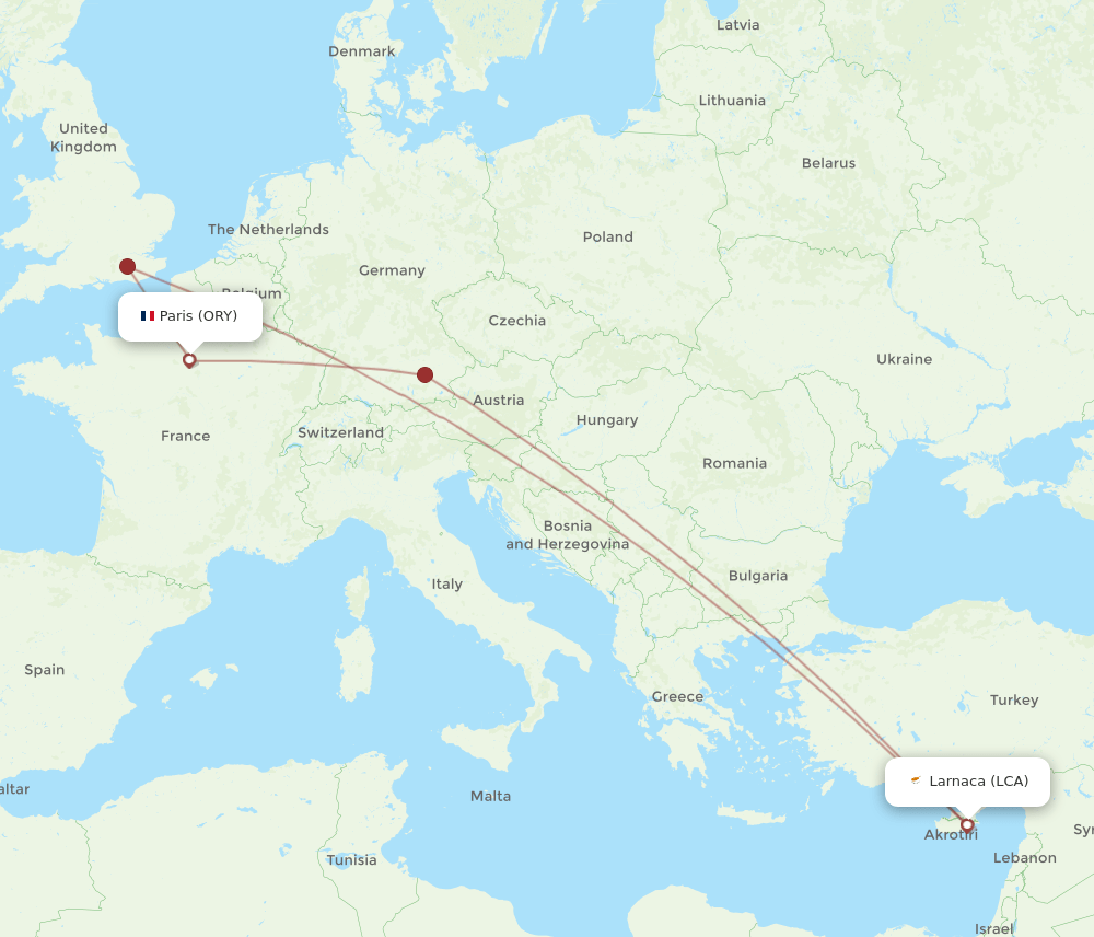 ORY-LCA flight routes