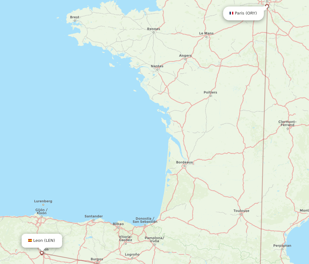 ORY-LEN flight routes