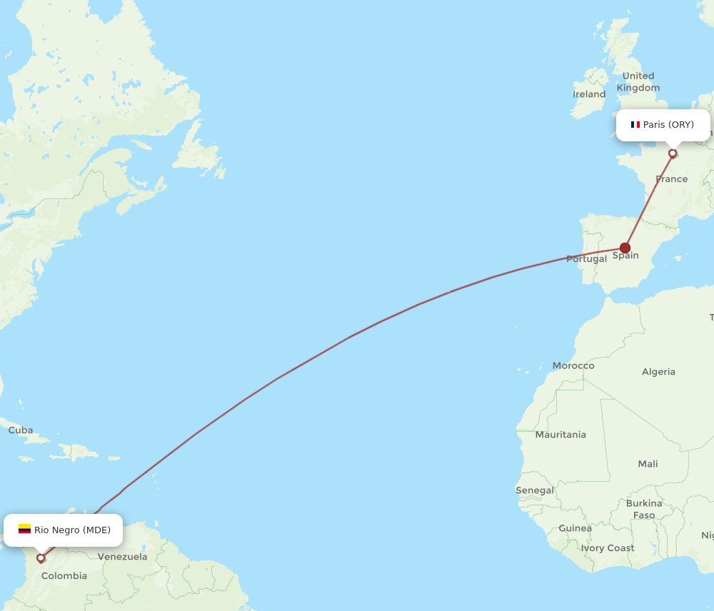 ORY-MDE flight routes