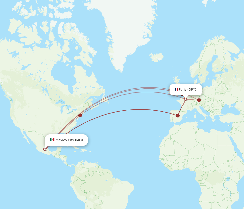 ORY-MEX flight routes