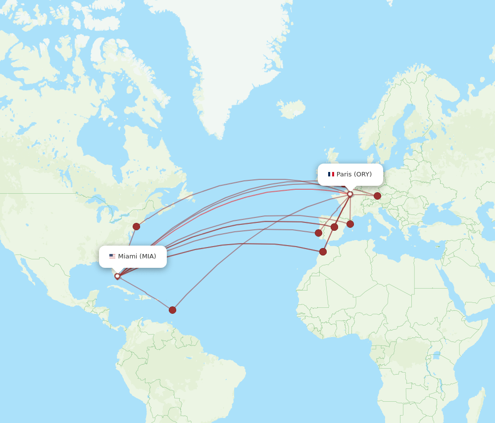 ORY-MIA flight routes