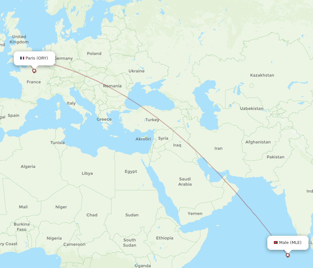 ORY-MLE flight routes