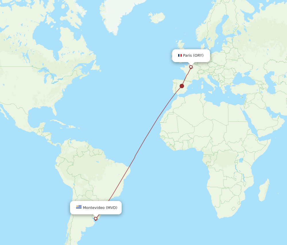 ORY-MVD flight routes