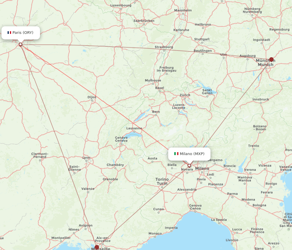 ORY to MXP flights and routes map