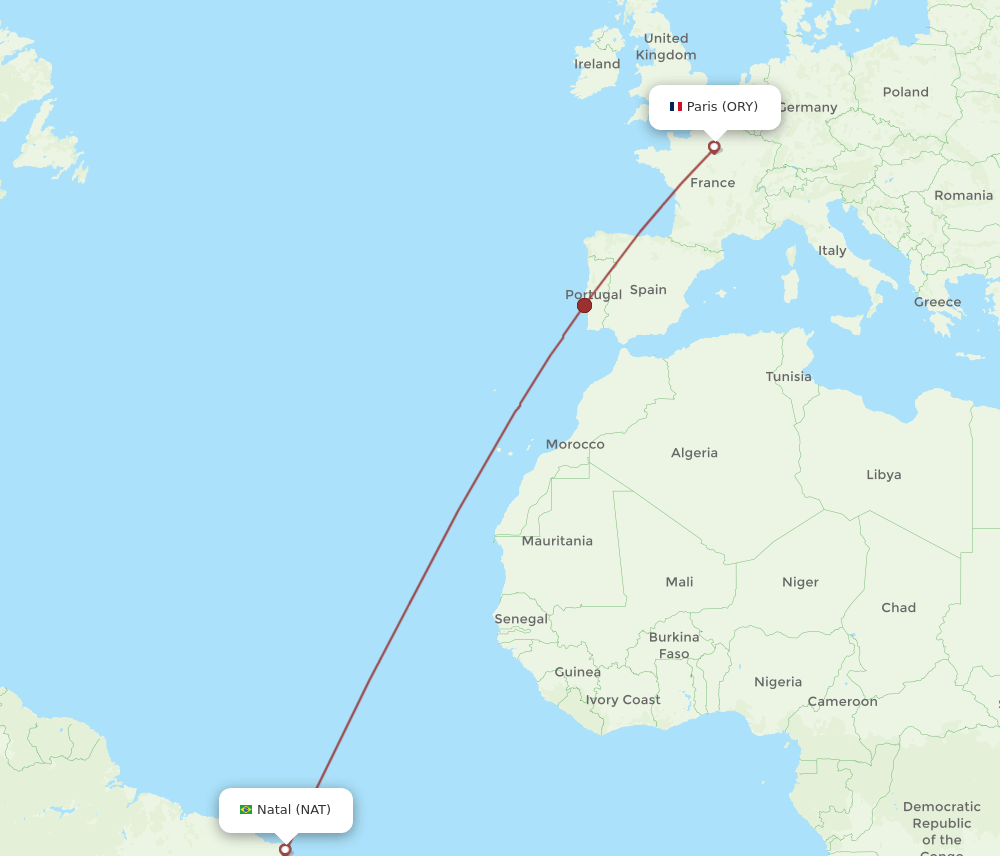 ORY-NAT flight routes
