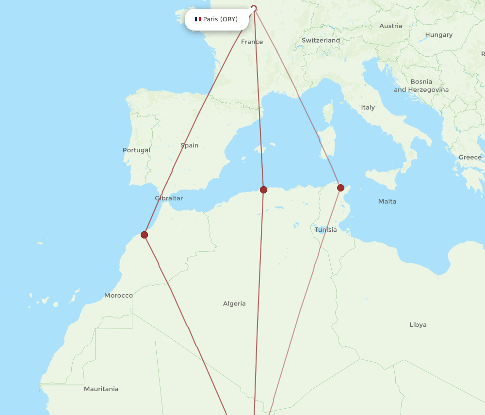 ORY-NIM flight routes