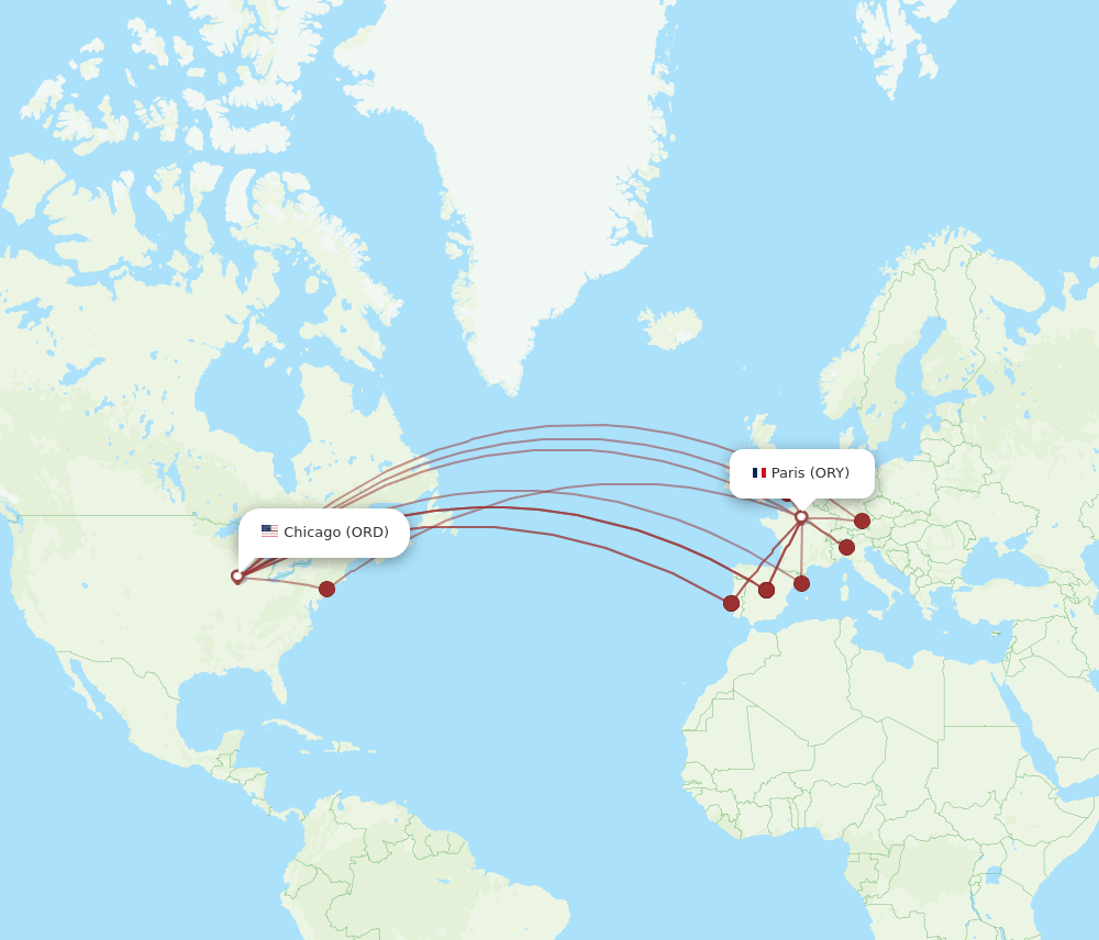 ORY-ORD flight routes