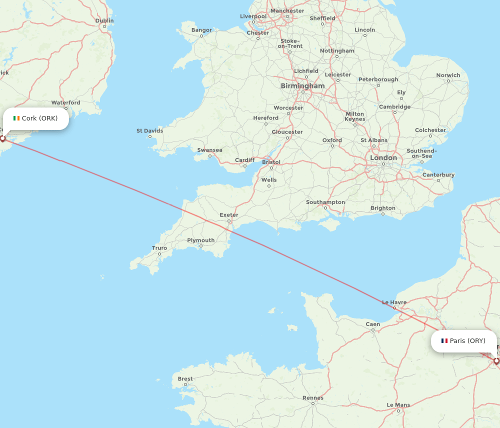 ORY-ORK flight routes