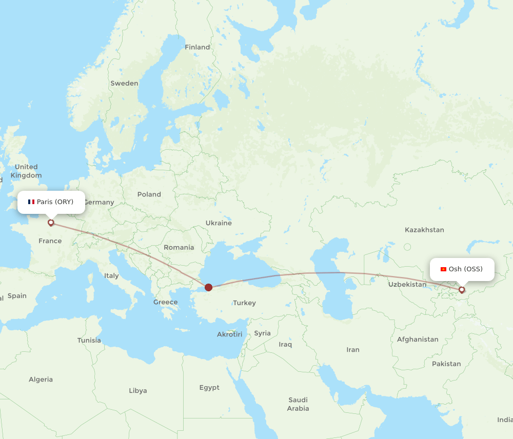 ORY to OSS flights and routes map