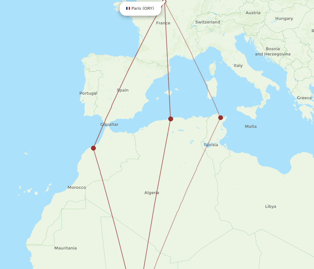 ORY to OUA flights and routes map