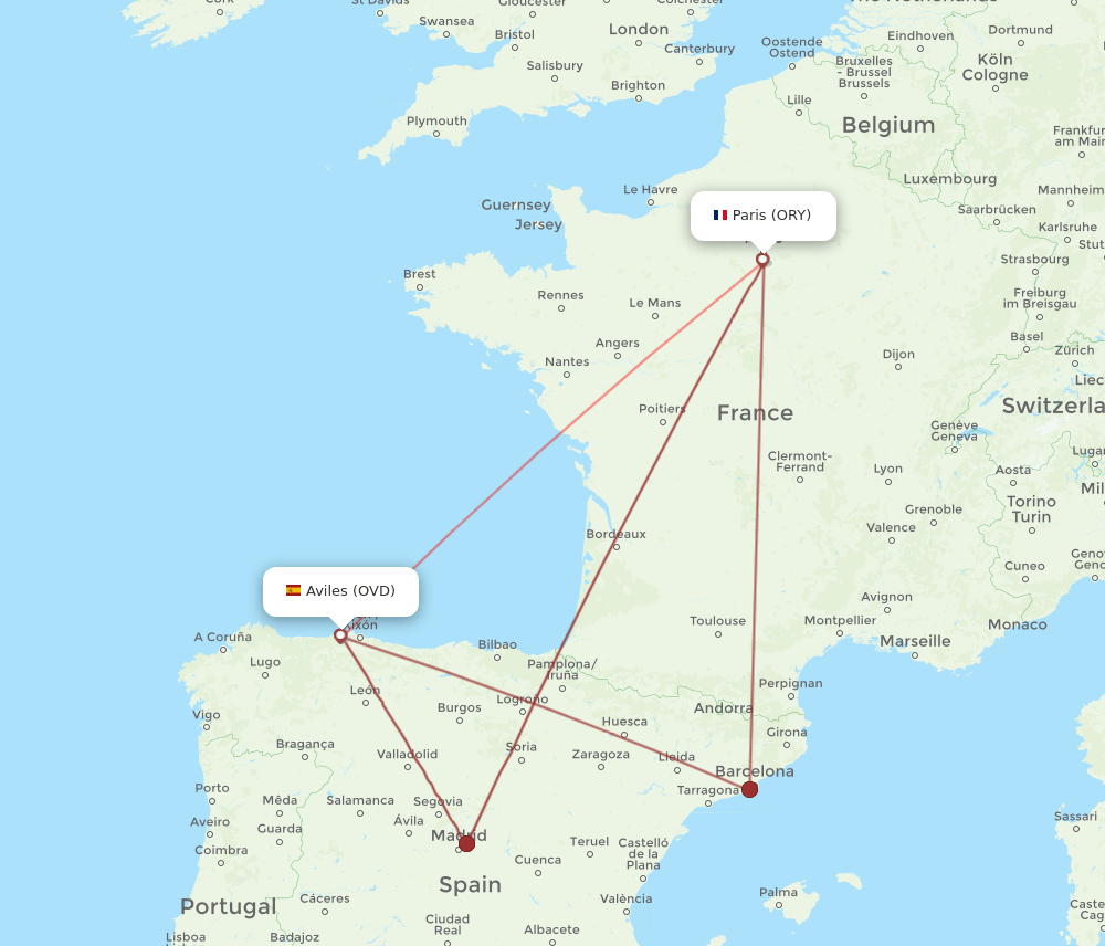ORY-OVD flight routes
