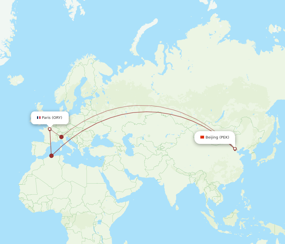 ORY-PEK flight routes