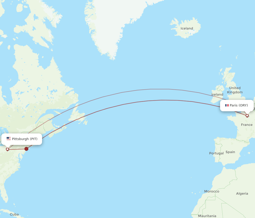 ORY-PIT flight routes