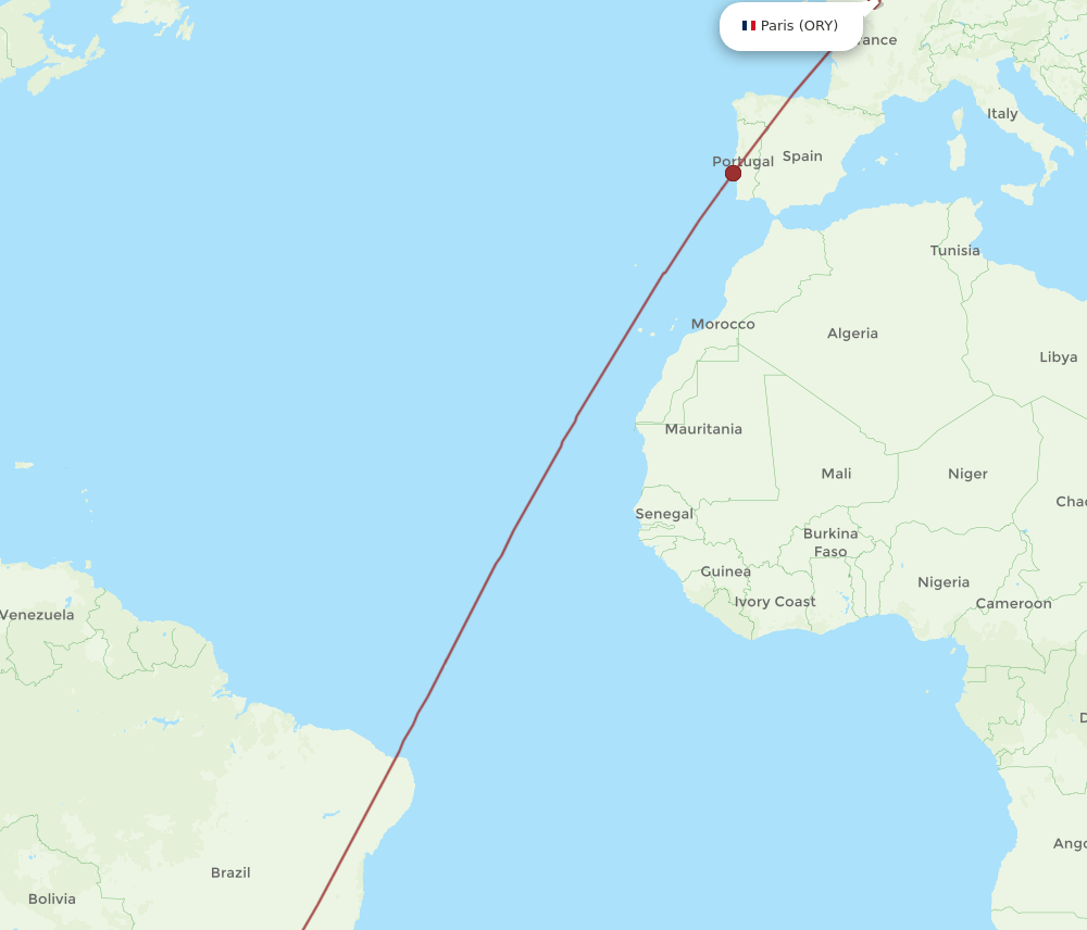 ORY to POA flights and routes map