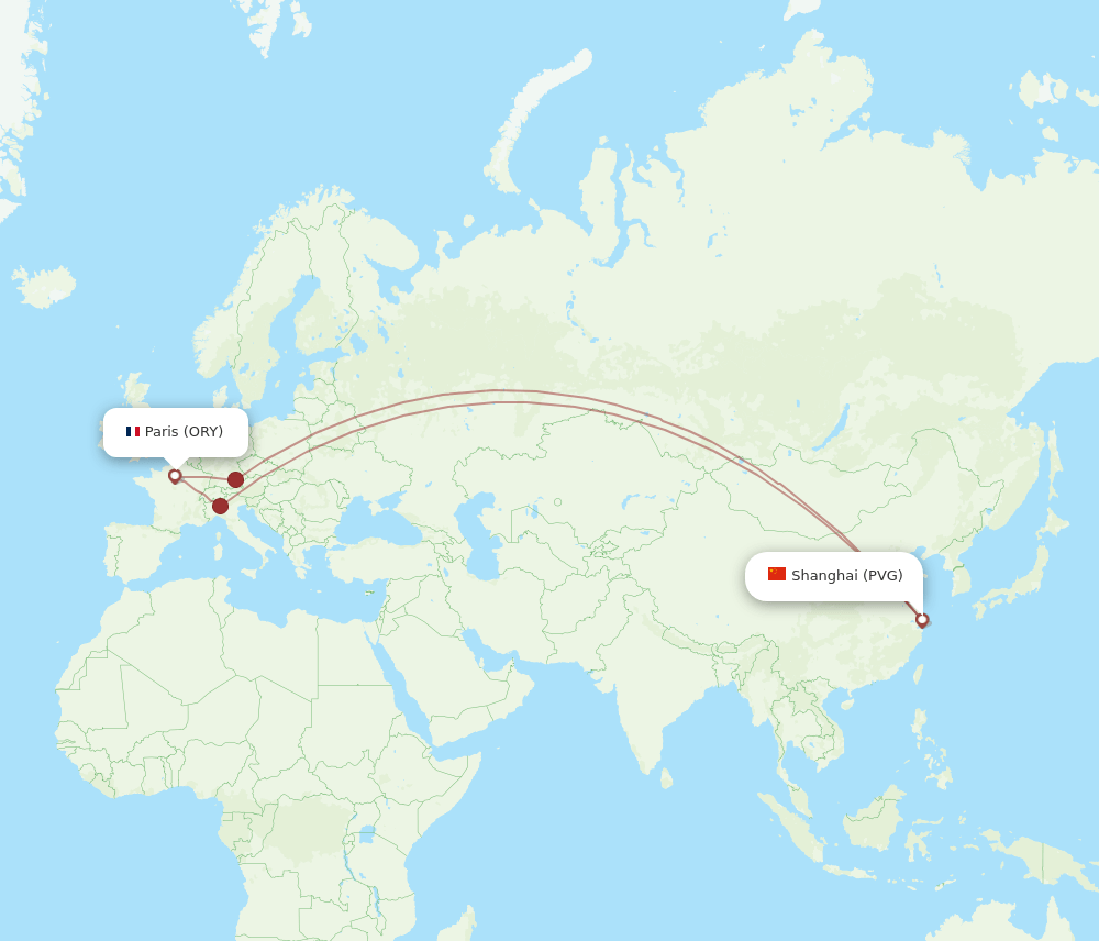ORY-PVG flight routes