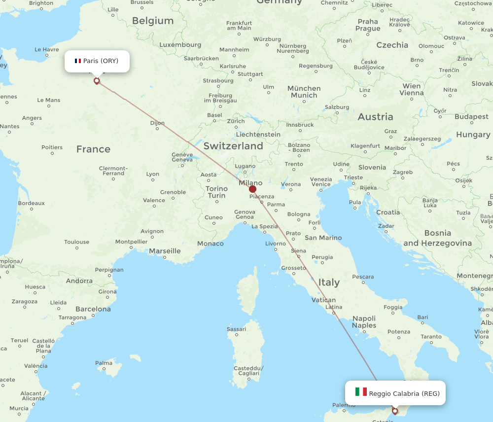 ORY-REG flight routes
