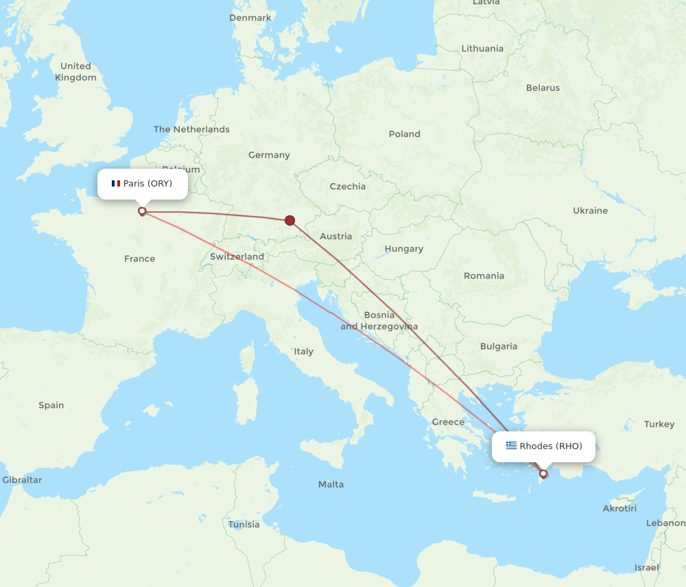ORY to RHO flights and routes map
