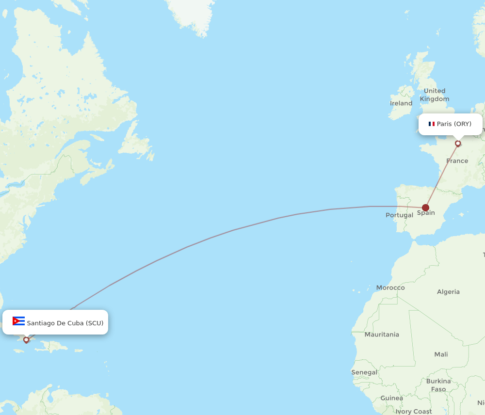 ORY-SCU flight routes