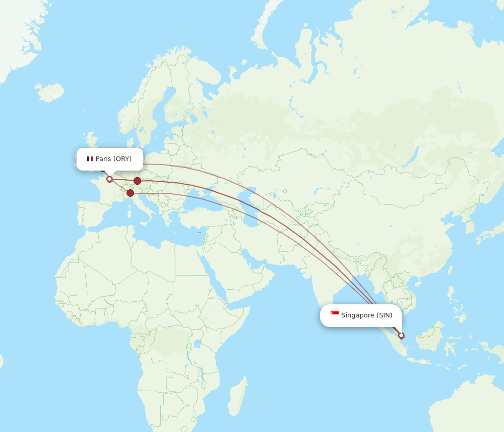 ORY-SIN flight routes