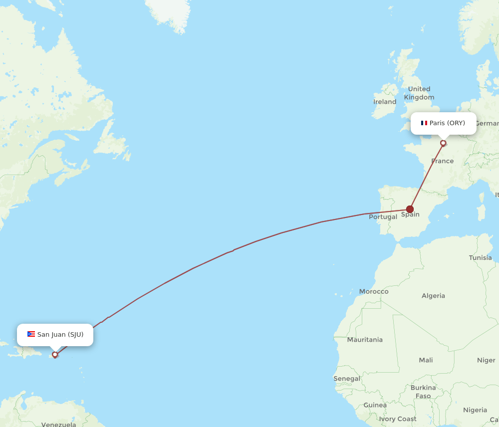 ORY-SJU flight routes