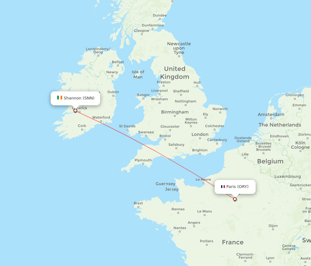 ORY-SNN flight routes