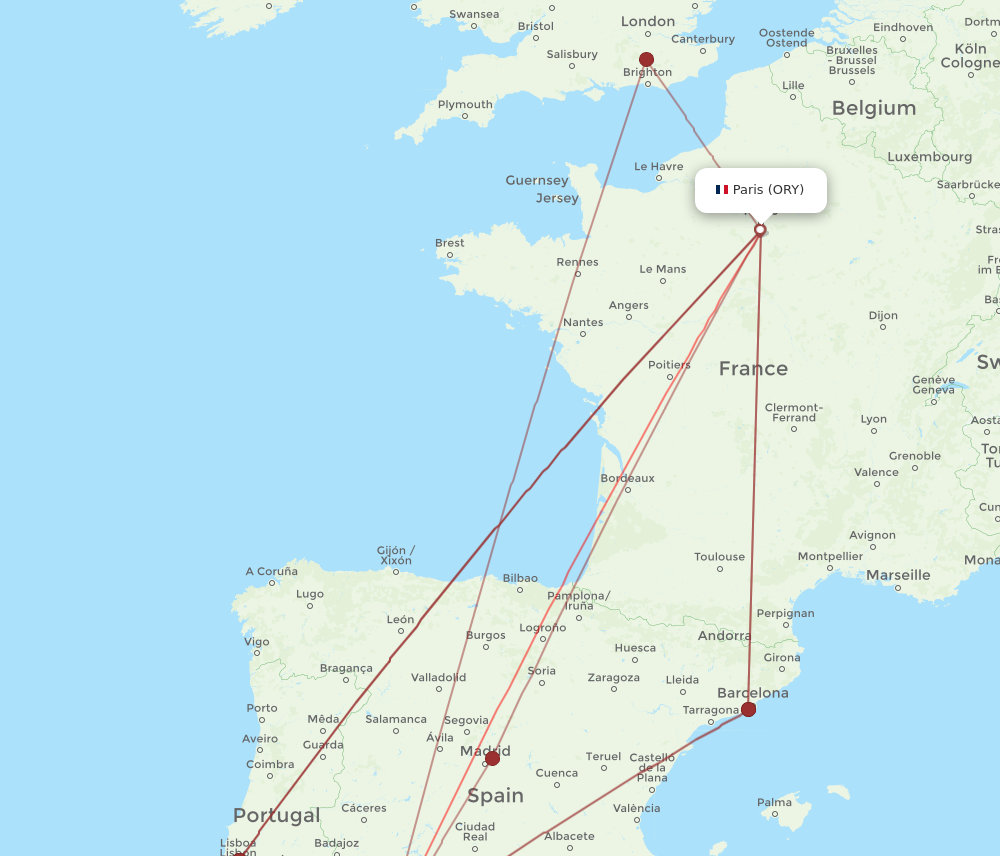 ORY to SVQ flights and routes map