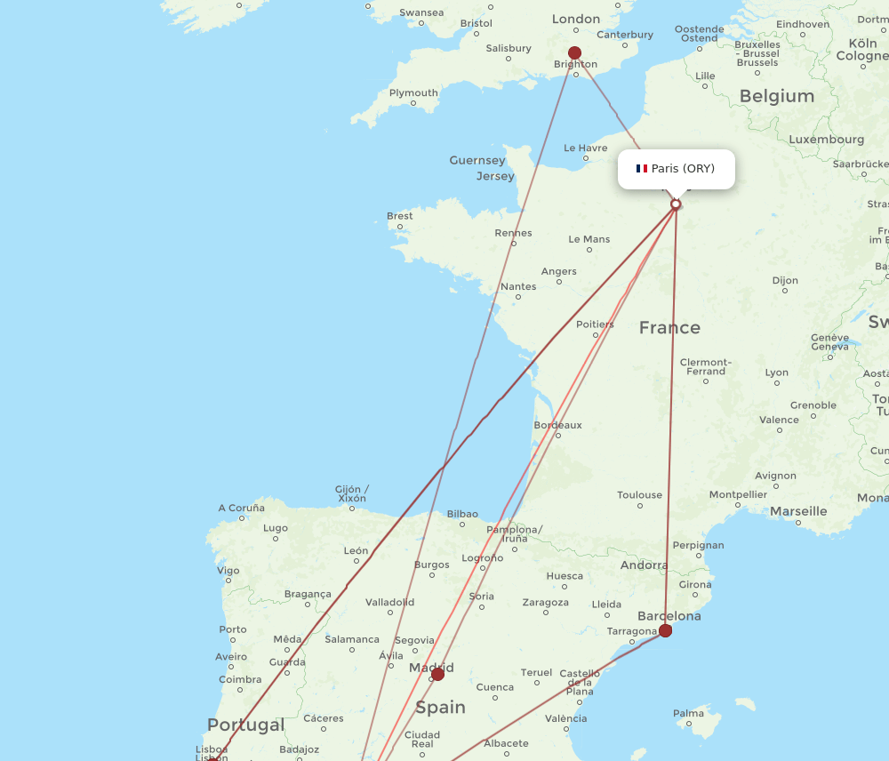 ORY-SVQ flight routes