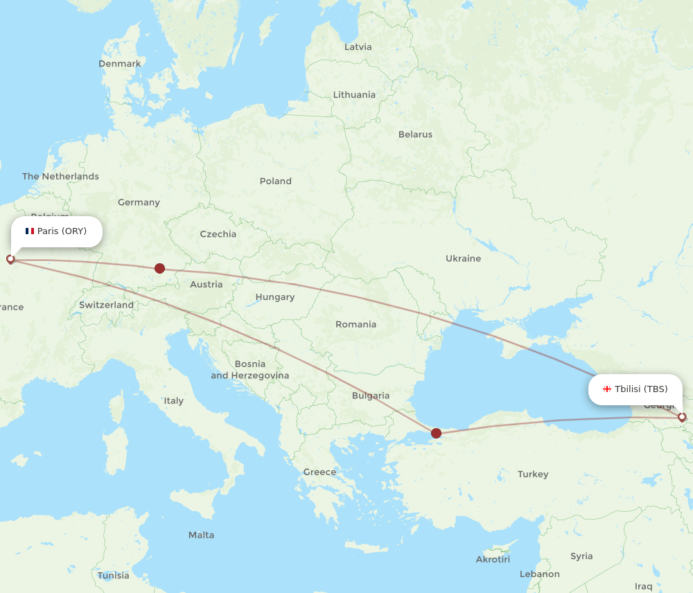ORY-TBS flight routes
