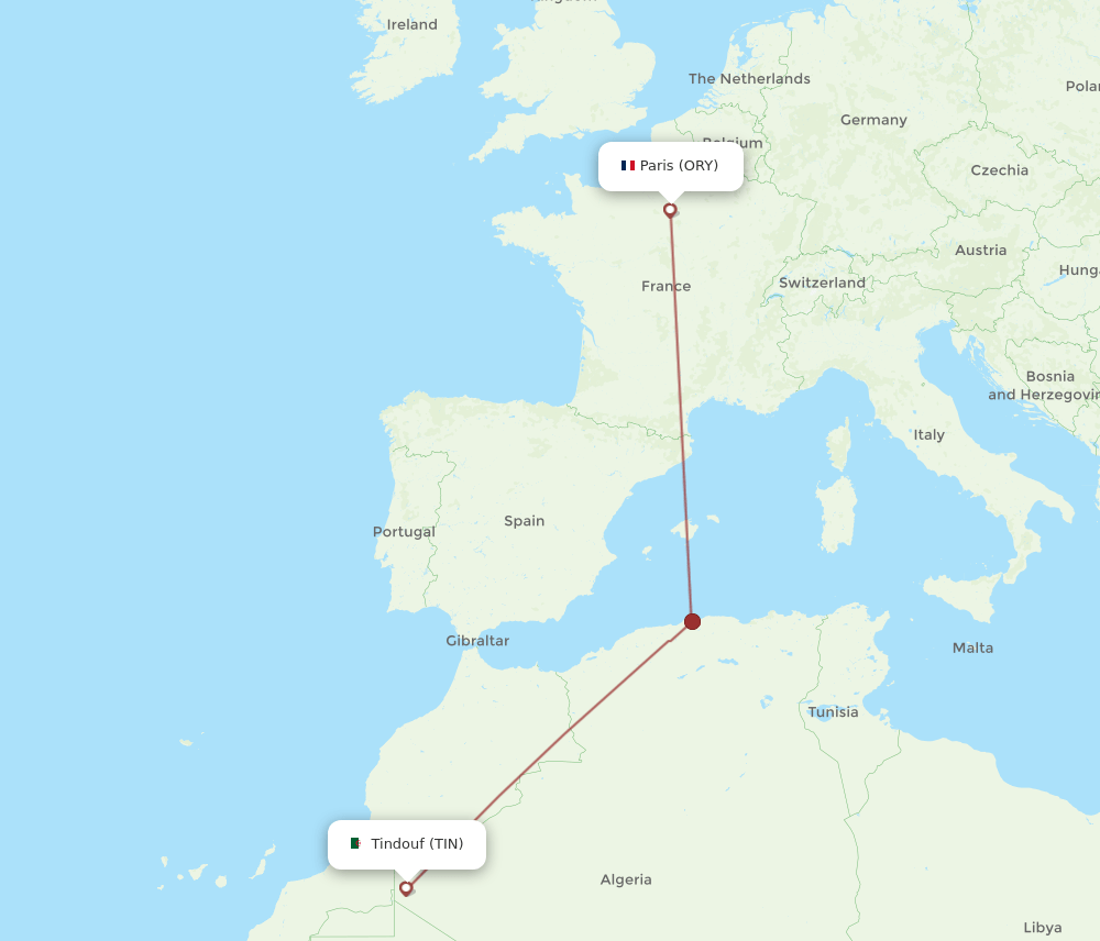 ORY-TIN flight routes