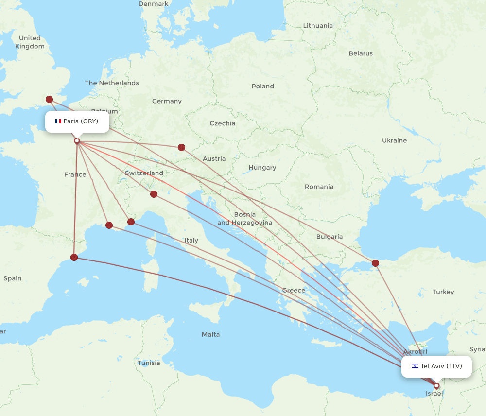 ORY-TLV flight routes