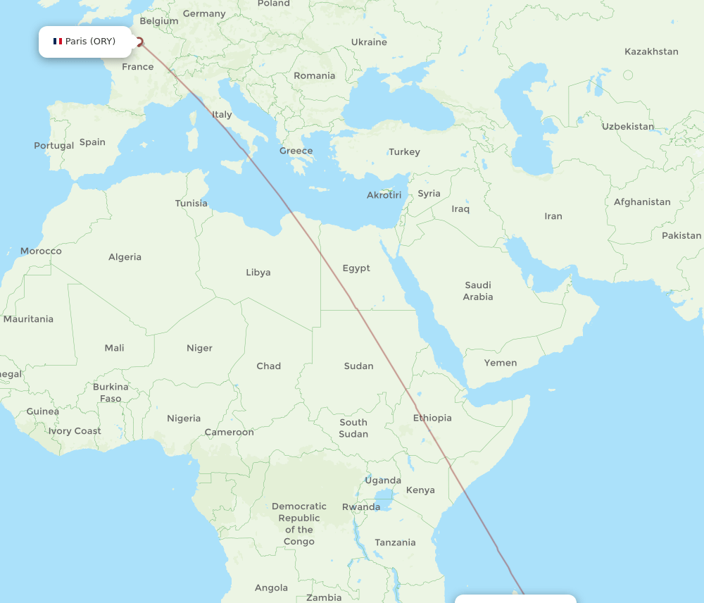 ORY to TMM flights and routes map