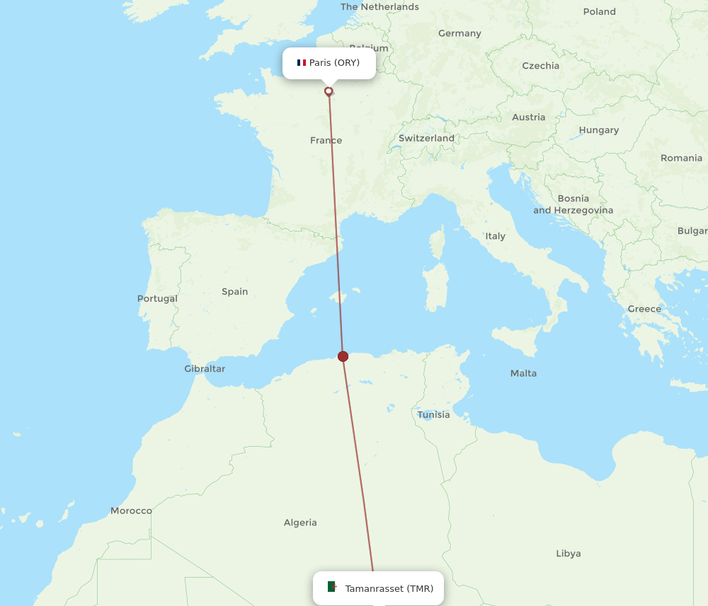 ORY-TMR flight routes