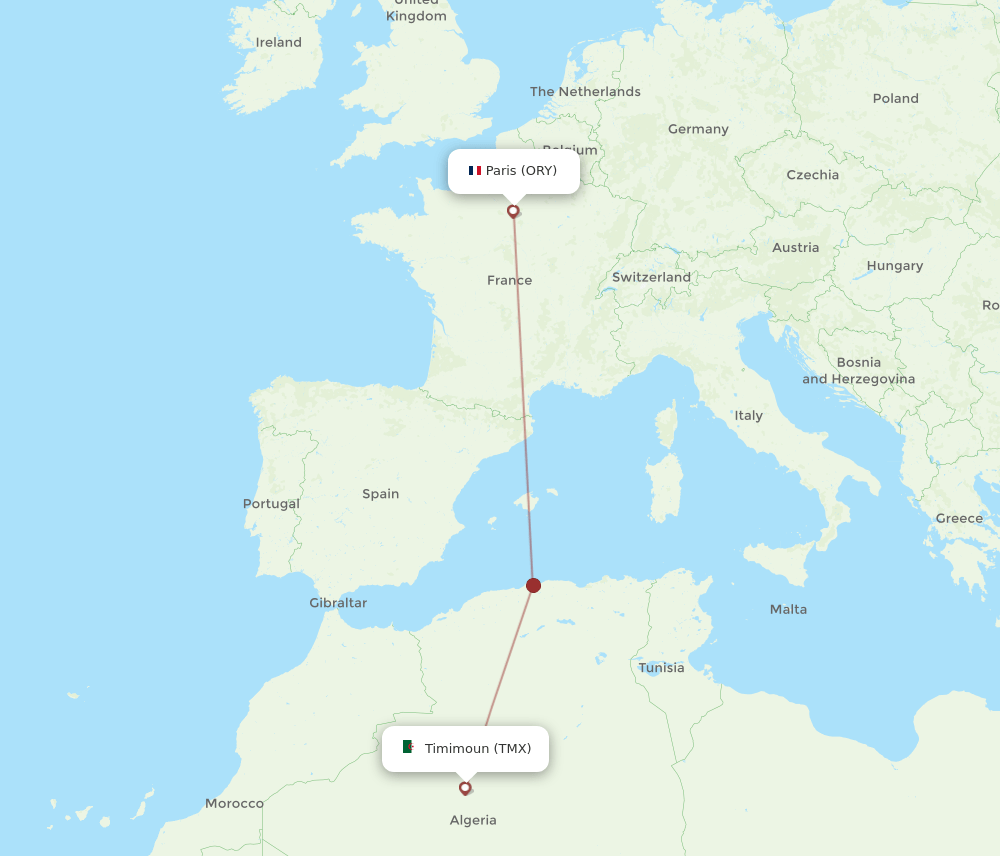 ORY to TMX flights and routes map