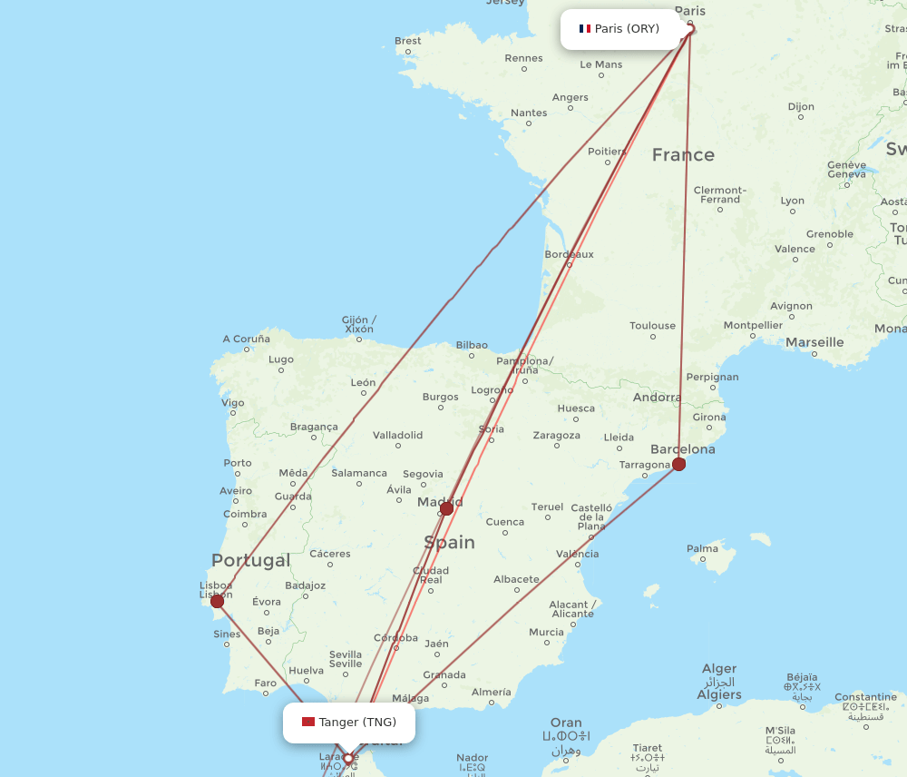 ORY-TNG flight routes