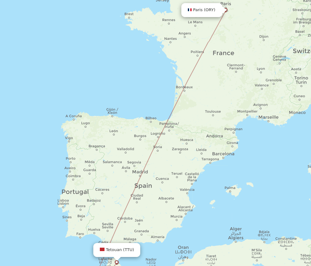 ORY-TTU flight routes