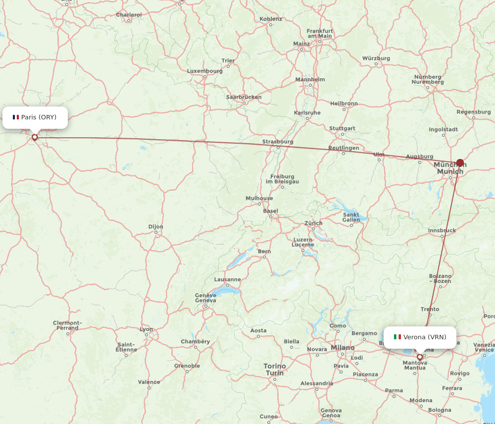 ORY to VRN flights and routes map